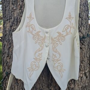 Elegant Cream Embroidered Women's Vest